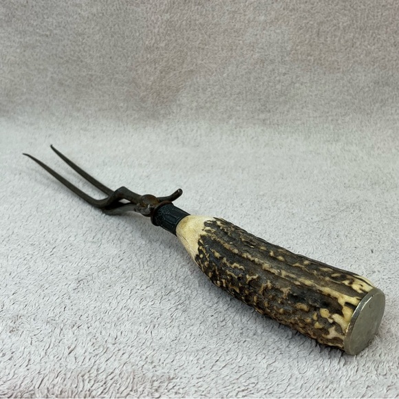 Genuine Antler Large Handmade Grill/Roast Fork-Vintage-Vtg-Renaissance Faire - Picture 2 of 7